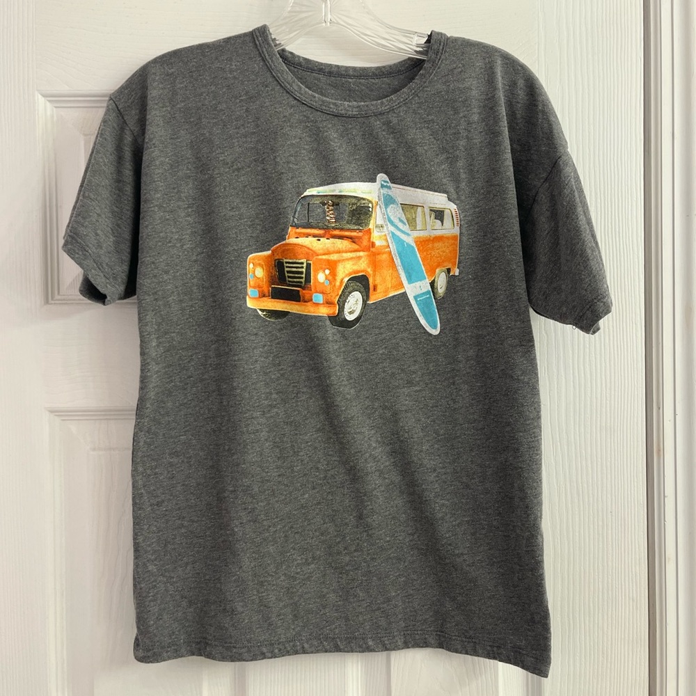 Grayson Threads Kids Gray Graphic T-Shirt Volkswagen Bus Surfboard Print
